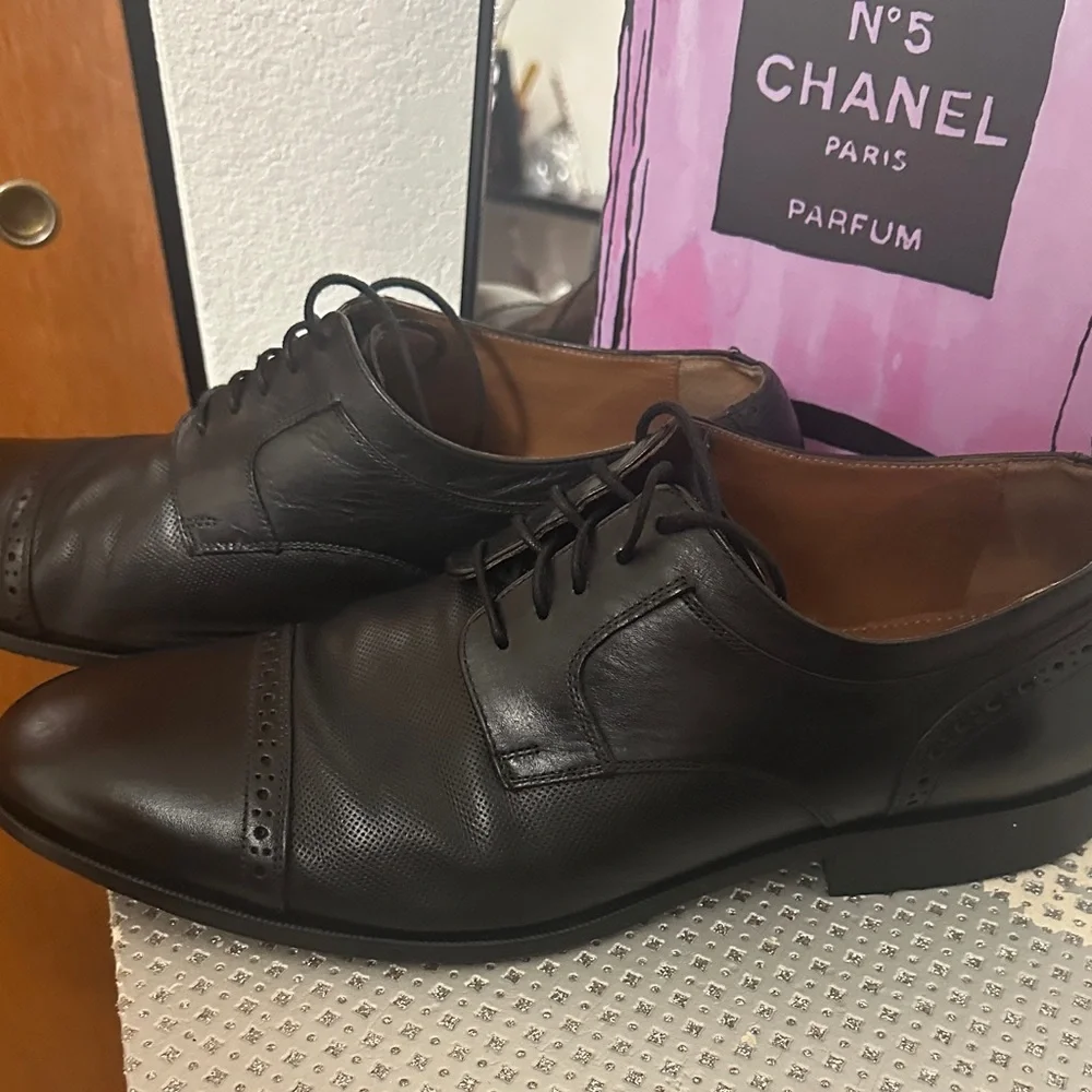 Johnston & Murphy Black Leather Derby, Size 12